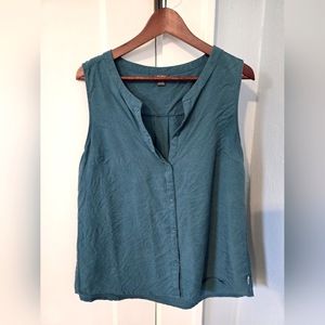 Eddie Bauer Magnolia Y-Neck Button-Down Tank Top - Nordic Blue - Large